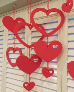 Valentines Day hanging red  foam heart decorations