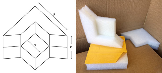 Folding Triangular Folding Foam corner Protectors Self Adhesive